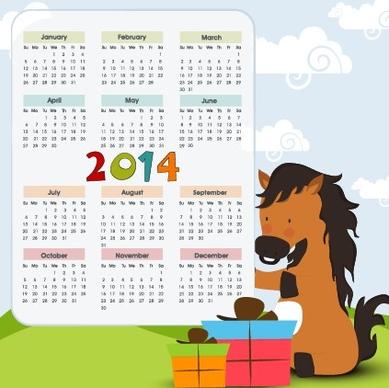 funny horse14 calendar vector