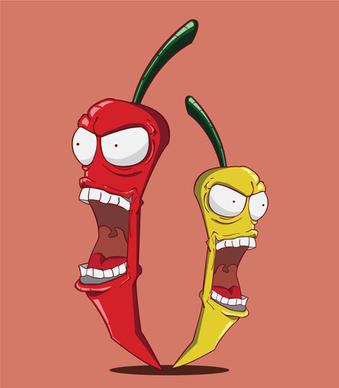 funny hot pepper cartoon styles vector