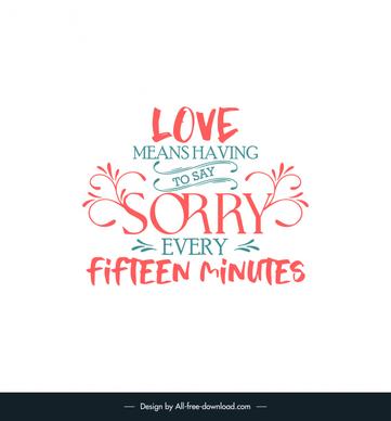 funny love quotes design elements flat classical stylized texts sketch 