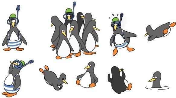  Funny Penguin Vector Set