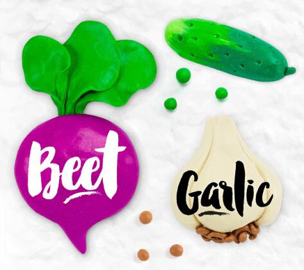 funny plasticine vegetables vector set