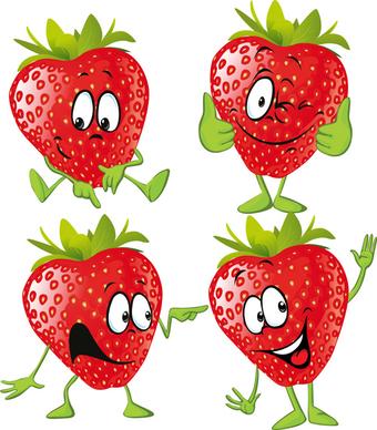 funny strawberry cartoon characters vector