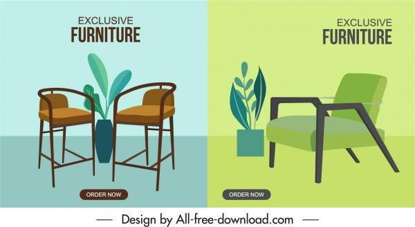 furniture advertising banners chairs sketch elegant classic