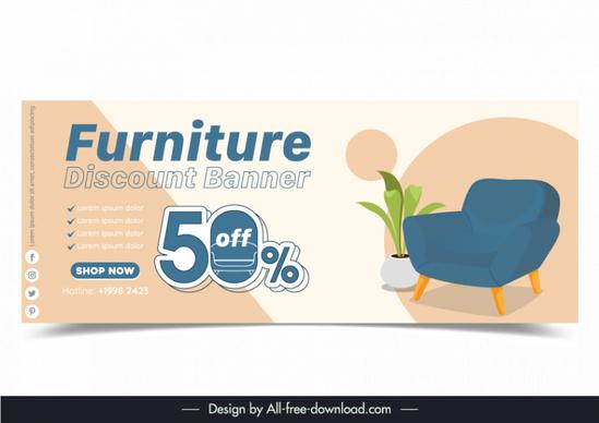 furniture discount banner template elegant classic chair flowerpot