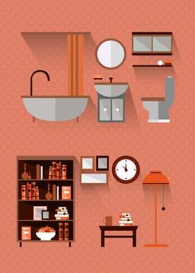 furniture icons sets illustration with various types
