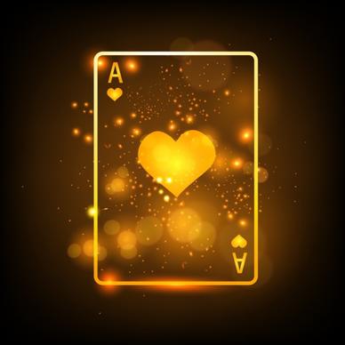 gambling card background sparkling yellow decoration heart icon