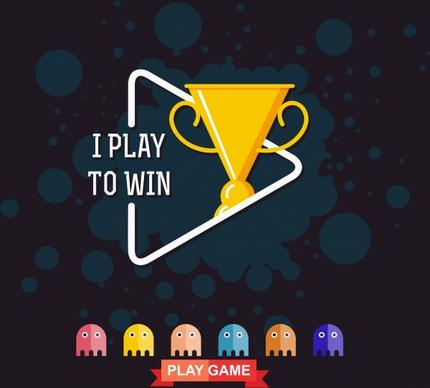 game banner trophy icon play sign decor