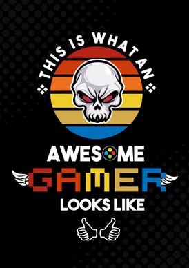 gamer tshirt template horror skull texts decor