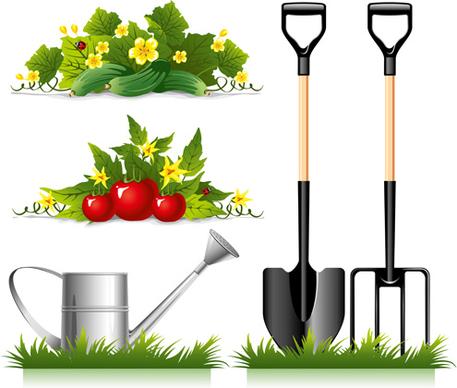 garden spade and tool with elements vector