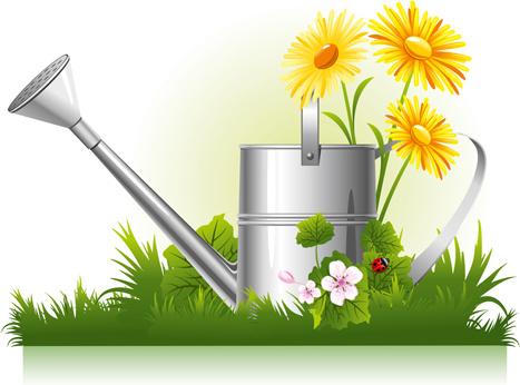 garden watering design vector graphics