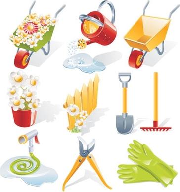 gardening tools icons collection various colorful symbols