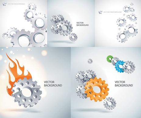 gears background shiny grey decoration various types design