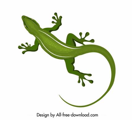 gecko icon green design flat sketch