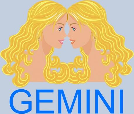 gemini symbol design twin blonde girl icons