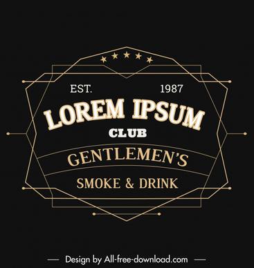 gentleman club logo template dark black classic symmetry
