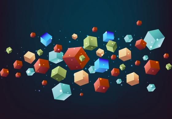geometric background colorful 3d cubes icons