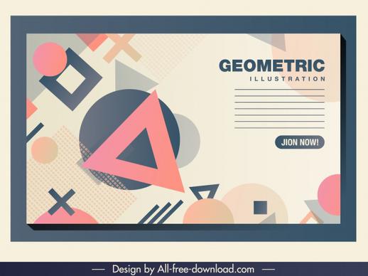 geometric background colorful flat triangles circles squares shapes