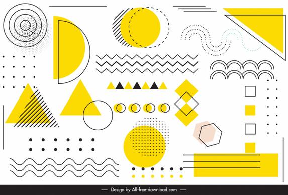 geometric background template colored flat handdrawn sketch