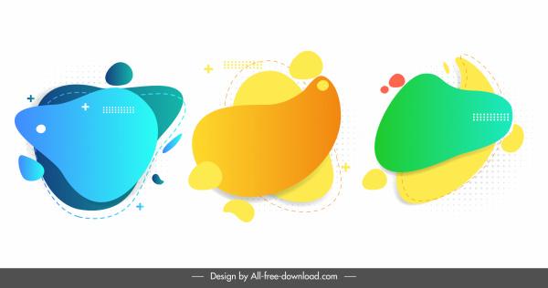 geometric decorative elements modern colored bright deformed shapes