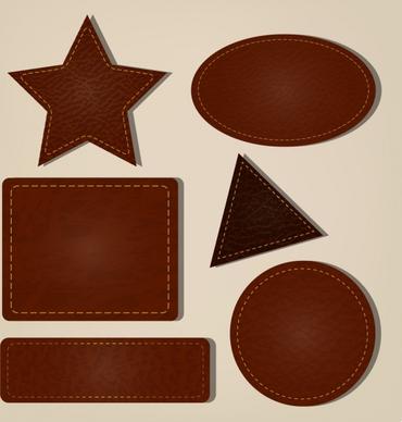 geometric icons collection brown leather pattern decoration