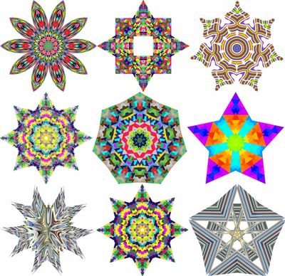 geometric icons vector illustration with kaleidoscope pattern
