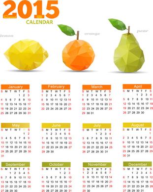 geometric shapes fruits with15 calendar vector