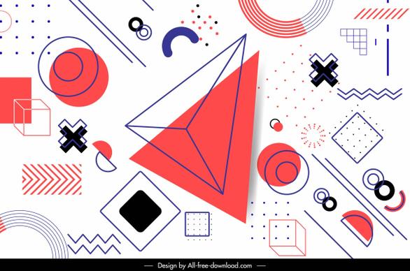 geometry background template colored handdrawn flat 3d sketch