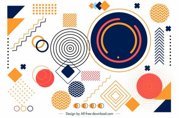 geometry background template colorful flat shapes sketch