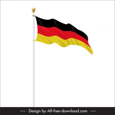 germany flag pole icon dynamic waving outline 