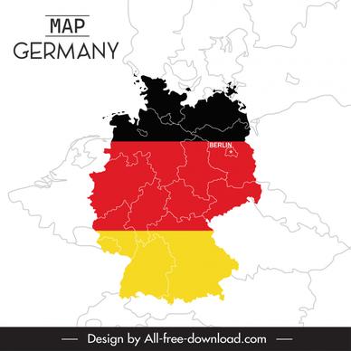 germany map backdrop template flat handdrawn flag elements decor 