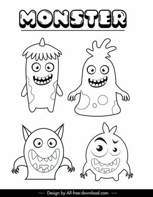 ghost icons funny sketch black white handdrawn