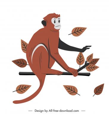 gibbon monkey icon cartoon sketch flat classic