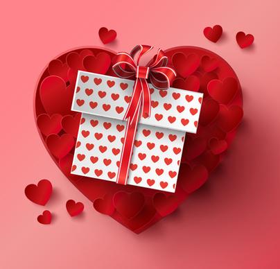 gift box and heart red vector