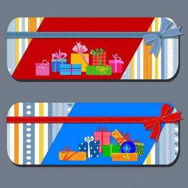 gift card templates present box icons ribbon ornament
