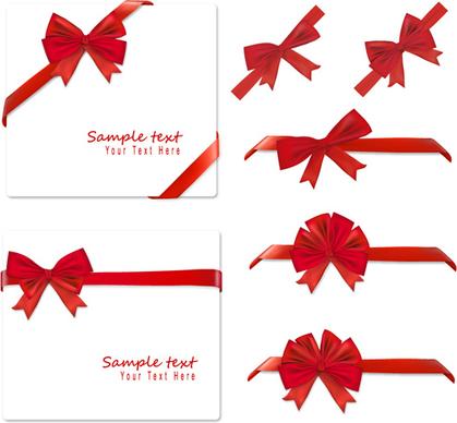 gift card with red ribbons design vector