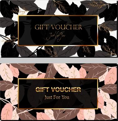 gift voucher template classical leaves icons decor