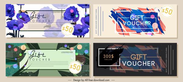 gift voucher templates colorful classical nature abstract themes