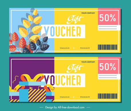 gift voucher templates colorful leaves present decor