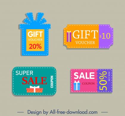 gift voucher templates modern colorful flat shapes sketch