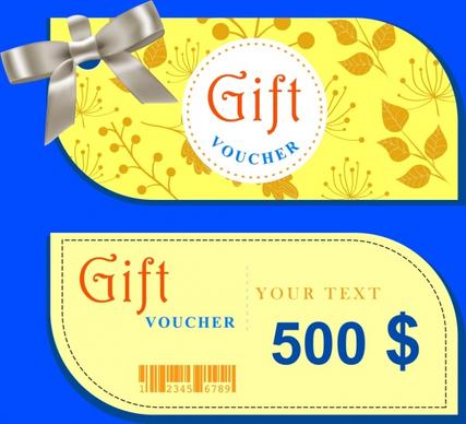 gift voucher templates shiny bow decor rounded design