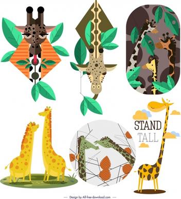 giraffe background templates cute cartoon characters