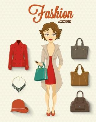 girl and fashion elements vectors