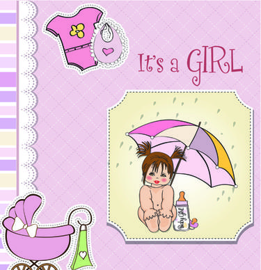 girls and boys baby vector cards