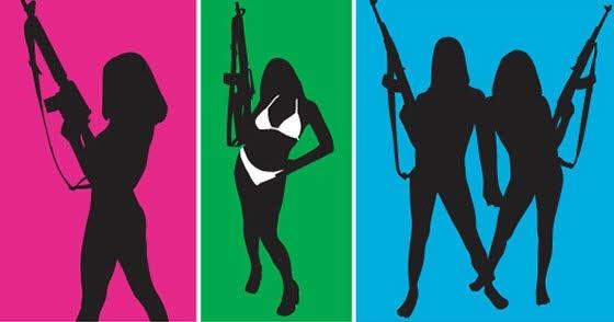 Girls with gun silhouettes