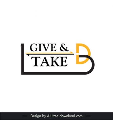 give take bd logo template elegant modern texts curve arrow sketch