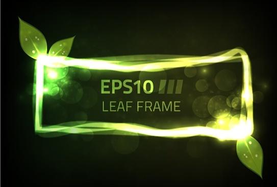 leaf frame template sparkling bokeh green light effect