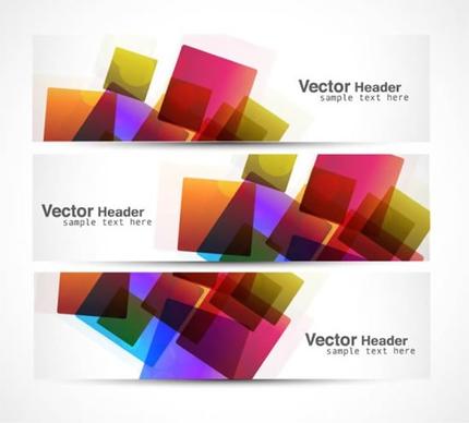 decorative banner templates modern colorful cubes sketch