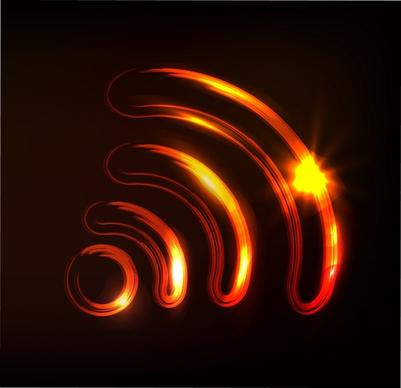 wave signal icon modern sparkling light design