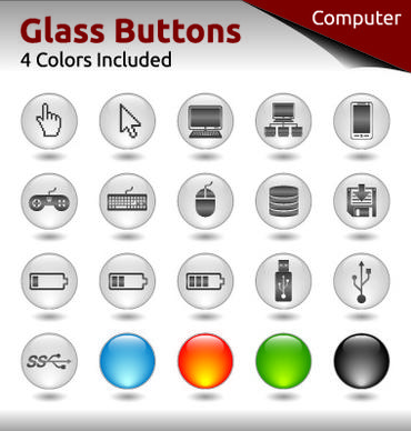 glass buttons for web design vector