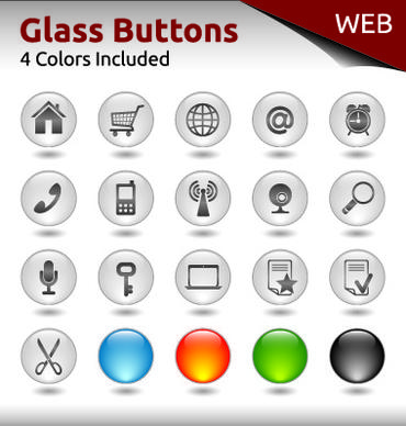 glass buttons for web design vector
